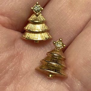 Vintage Christmas Tree Stud Earrings